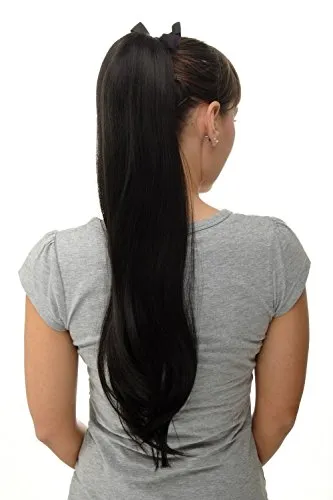 WIG ME UP - Haarteil Zopf Pferdeschwanz Streckkamm und Band lang glatt Braun, Dunkelbraun 65cm D13001-3