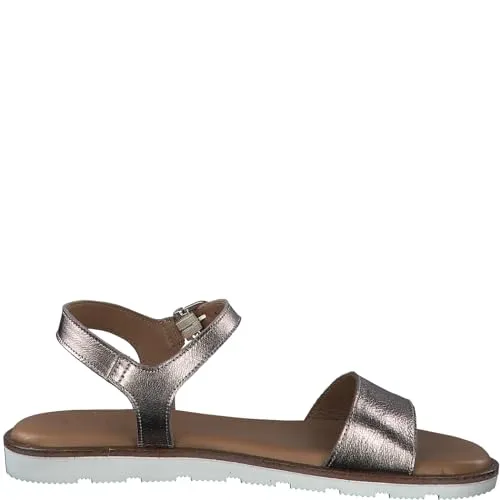 Tamaris Damen Sandaletten Pewter 39 EU – Bequeme Flachsandalen für den Sommer - Moderne Sandaletten für Damen in Pewter, ideal für Freizeit und Strand. Komfortable Flachsohle und elegantes Design sorgen für einen stilvollen Auftritt.