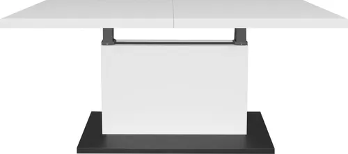 Höhenverstellbarer Couchtisch Else 3 – Ice White - Moderner Wohnzimmertisch mit praktischer Liftfunktion, höhenverstellbar von 56 bis 75 cm und ausziehbar von 120 auf 160 cm. Pflegeleichte Oberflächen und elegantes Design in Ice White.