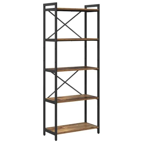 vidaXL Bücherregal Alte Eiche 60 x 30 x 153 cm - Industrielles Regal aus Spanplatten & Stahl mit viel Stauraum und verstellbaren Füßen, ideal für jedes Zuhause.
