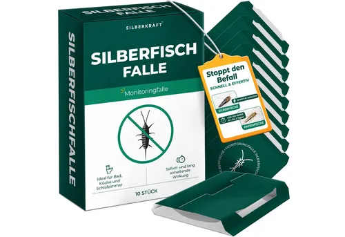Silberkraft Insektenfalle Silberfischfalle – Effektive Lösung gegen Silberfische & Papierfische, Langzeitwirkung Ohne Giftstoff Effektive Prävention Einfache Anwendung