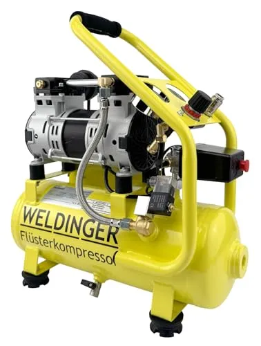 WELDINGER Kompressor FK65 pro - Flüsterkompressor mit 750 W - Kompressor für Werkstatt und Freizeit, max. 9 bar, leise mit nur 65 dB, ideal für geräuschempfindliche Anwendungen. 5 Jahre Garantie!