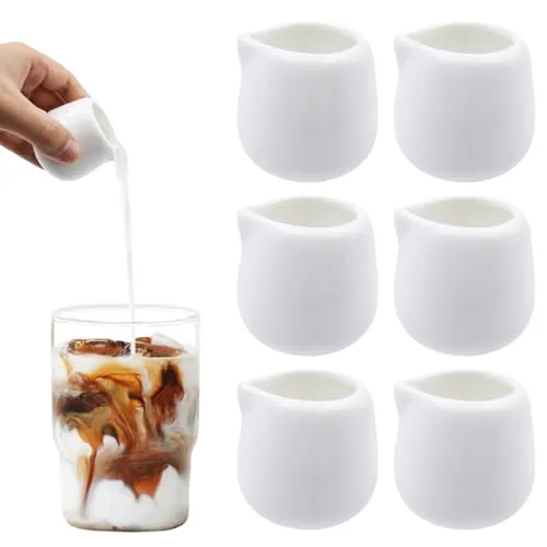 Milchkännchen Porzellan 6 Stück Weiß 50ml Klein Milchschaumkännchen Mini Cappuccino Latte Art