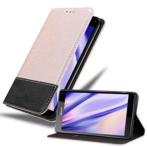 Cadorabo Hülle kompatibel mit Nokia Lumia 950 aus Premium Kunst Leder Flip Klappbare Stoßfeste Magnetische [Standfunktion] [Kartenfächern] Cover Hülle für Nokia Lumia 950 Tasche in Schwarz