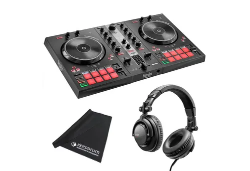 HERCULES DJ Controller Inpulse 300 MK2 mit DJ45 Kopfhörer - DJ-Controller mit 2 Decks, 16 Pads und integrierter Soundkarte. Ideal für Einsteiger, unterstützt Musik-Streaming und bietet umfangreiche Tutorials.