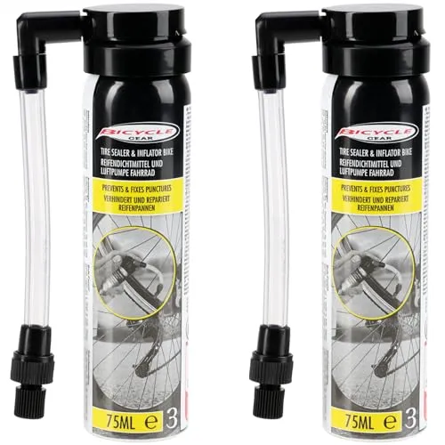 com-four® 2X Pannenspray Fahrrad je 75 ml - Soforthilfe bei plattem Reifen - Dichtspray für Fahrradschläuche - kompakt & schnell einsatzbereit