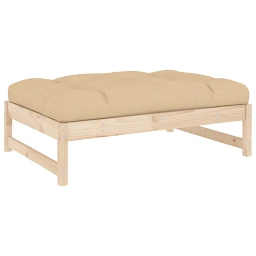 vidaXL Gartenhocker 120x80 cm aus massivem Kiefernholz - Gartenmöbel aus massivem Kiefernholz, robust und stabil mit einem weichen, beigen Kissen für höchsten Komfort – ideal für entspannte Stunden im Freien.