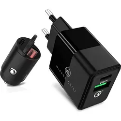 Wicked Chili 20W Dual USB Netzteil und 30W Dual KFZ USB Ladegerät - Kfz-Handyladegeräte mit 50W Fast Charge, ideal für schnelles Laden von iPhones und Android-Handys, perfekt für Zuhause und unterwegs.