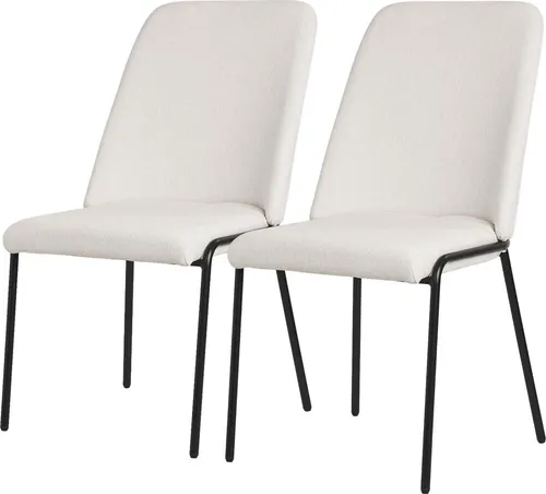 ML-Design Esszimmerstühle 2er Set Beige Küchenstühle aus Polyester mit Metallbeinen Wohnzimmerstühl mit Rückenlehne Polsterstühle für Esszimmer Küche
