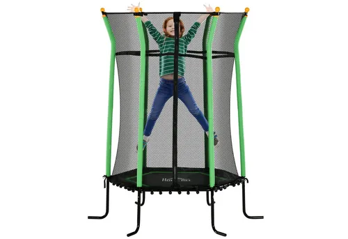 HOMCOM Kinder Trampolin Ø163,5 cm - Sicheres Indoor Trampolin mit Netz - Trampolin für Kinder 3-10 Jahre, max. 50 kg, mit Sicherheitsnetz und elastischen Seilen für mehr Sicherheit und Komfort beim Hüpfen.