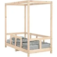 vidaXL Kinderbett mit Himmelbett aus massivem Kiefernholz - Einzelbett für Kleinkinder von 18 Monaten bis 4 Jahren, mit robusten Latten für Stabilität und einem Baldachin-Design für mehr Privatsphäre.
