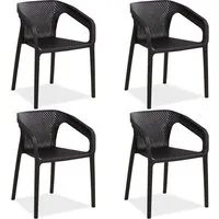Homestyle4u Gartenstuhl 4er Set - Stapelbare, wetterfeste Stühle in Schwarz - Gartenstühle, die stapelbar und wetterfest sind! Ideal für Balkon, Garten oder Terrasse – genießen Sie Komfort und Langlebigkeit das ganze Jahr über.