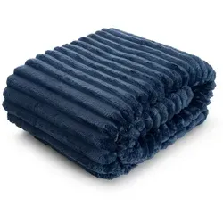 Wohndecke SOFT, Design91, Streifen Steppung Gestreifte Decke Gesteppte Sofadecke blau 170 cm x 210 cm