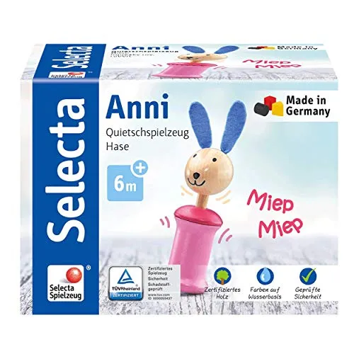 Selecta 61057 Anni Hase, Greifling mit Quietsche, 17 cm