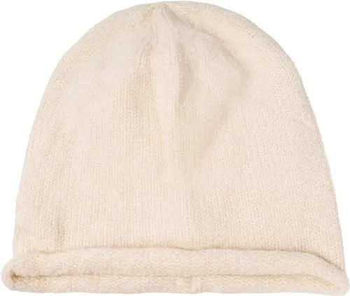 styleBREAKER Unisex Oversize Strick Beanie Mütze mit Rollrand, Warme Winter Strickmütze Einfarbig, Loose fit 04024207, Farbe:Creme