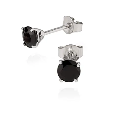 NKlaus Paar 925 Sterling Silber Rhodiniert Ohrstecker Schwarz Zirkonia 5mm 5338