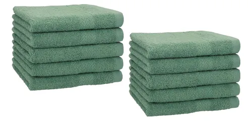 Betz 10er Premium Gästehandtücher-Set - Tannengrün - Frottiertuch Set aus hochwertiger Baumwolle, extrem saugstark und pflegeleicht, perfekt für jedes Gästebad und vielseitig einsetzbar.