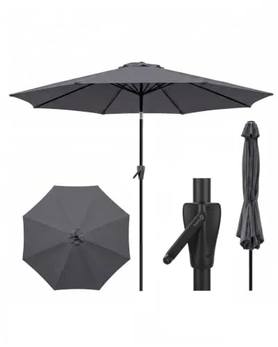 Sekey Alu-Sonnenschirm 300 cm mit Kurbel und Kippbar – Grau