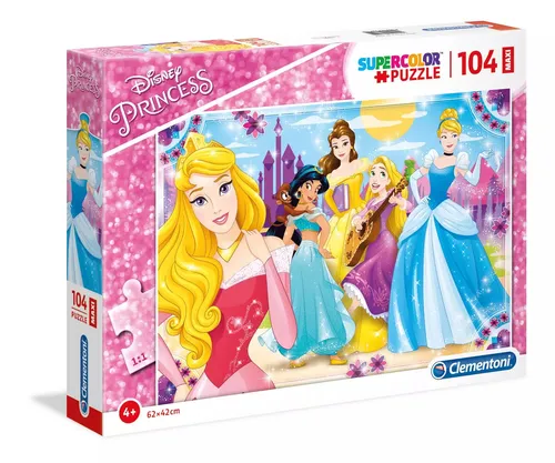 Puzzle maxi 104 elementy. Supercolor. Księżniczki Disneya Clemento 8005125237142