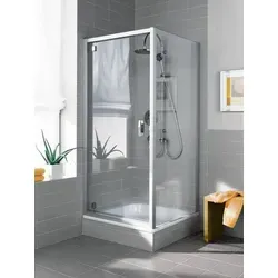 Kermi IBIZA 2000 Seitenwand / Seitenwand verkürzt auf Badewanne I2 TWO 2000 BV: 670-700 Silber Mattglanz ESG klar