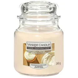 Yankee Candle Home Inspiration Duftkerze ''Vanilla Frosting'' - 340 g - Hochwertige Duftkerze aus Glas mit einem köstlichen Vanille-Karamell-Duft. Ideal für eine gemütliche Atmosphäre und eine Brenndauer von 40-60 Stunden.