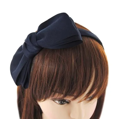 axy Haarreif mit große Schleife 14 cm x 7 cm - Wunderschön Damen Stirnband Haarschmuck Haarreifen HRS3 (Schwarzblau)