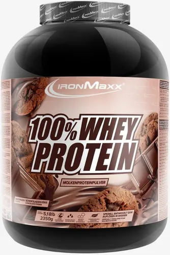 IronMaxx 100% Whey Protein - Schokoladenkeks Geschmack (2350g) - Hochwertiges Whey Protein in der praktischen 2,35 kg Dose. Ideal für Muskelaufbau und Fitness, mit leckerem Schokoladenkeks-Geschmack für ein genussvolles Training.