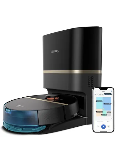 Philips Homerun Serie 7000 Saug-Wischroboter - Saugroboter mit 5000 Pa, 360° LiDAR-Navigation und automatischer Entleerung für 30 Tage – ideal für Teppiche, Tierhaare und große Flächen bis 185 m².