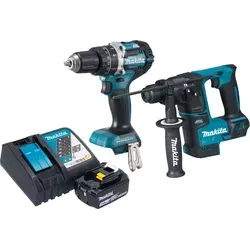 Makita DLX 2278 RF1 Akku Kombo Kit: Schlagbohrmaschine und Meißelhammer - Elektrowerkzeug-Set mit 18 V, inklusive 3,0 Ah Akku und Ladegerät. Ideal für professionelle Anwendungen dank bürstenlosem Motor und vielseitiger Einsatzmöglichkeiten.
