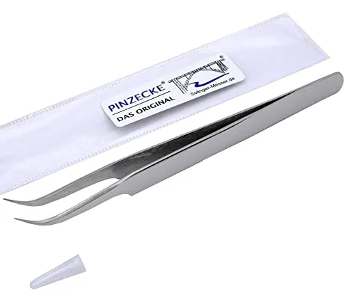 Profi Zeckenpinzette Zeckenentferner Edelstahl original Pinzecke Zeckenhaken Zeckenzange mit Hülle und Kappe