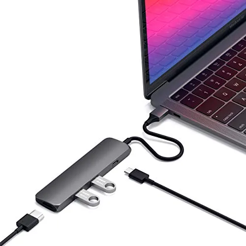 SATECHI 4-in-1 USB-C Hub – Multiport-Adapter mit 4K HDMI und 60W Power Delivery - USB Hub mit 4K HDMI für scharfe Bilder und 60W Power Delivery für schnelles Laden. Ideal für MacBook Pro/Air und vielseitig einsetzbar.