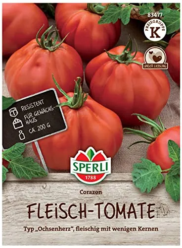 Sperli Fleisch-Tomatensamen Corazon, F1 83477 - Typ 'Ochsenherz', fleischig mit wenigen Kernen - Inhalt für 12 Pflanzen - Samen Gemüse, Gemüsesamen