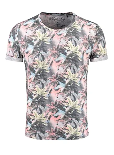 Key Largo T-Shirt Florida Hawaii Look - Stylisches Print-Shirt für Herren im Hawaii Sommer Look mit erfrischendem Palmenmuster, ideal für den Sommer und bietet hohen Tragekomfort durch die weiche Polyester-Baumwoll-Mischung.