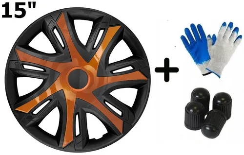 Radkappen Radzierblenden Bicolor Copper Schwarz Satz 4x NRM 15