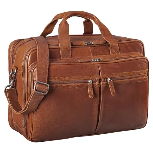 STILORD 'Gigantus' XXL Aktentasche Leder in braun von STILORD