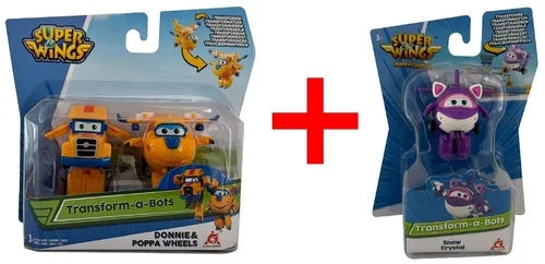 Super Wings, Transform-a-Bots, Donnie und Poppan Wheels + Snow Crystal, 2er-Set