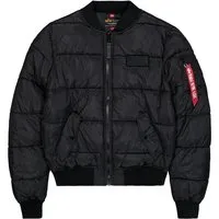 Alpha Industries Herren MA-1 Puffer Bomberjacke, Black, S - Funktionsjacke im Regular Fit mit praktischen Seitentaschen und stylischem 