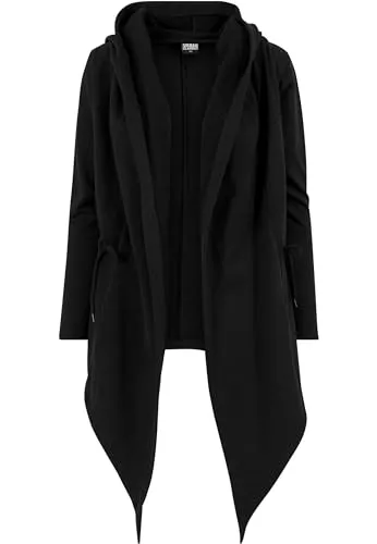 Urban Classics Damen Cape Hoodie Cardigan - Schwarz, Gr. Medium - Stylischer Hooded Sweat Cardigan aus bequemer Sweatware mit überdimensionaler Kapuze und Kordelzug für individuelle Anpassung. Ideal für trendbewusste Damen.