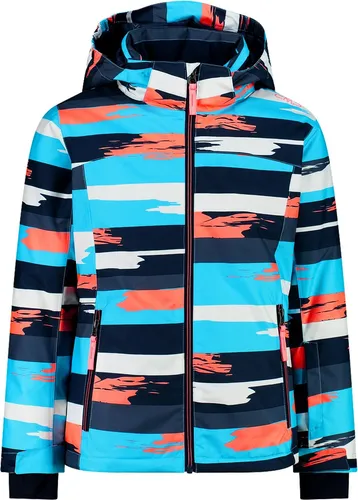 CMP KID G Jacket Snaps Hood topazio-bianco-lotus (03ZU) 140 - Funktionsjacken für Mädchen, wasserabweisend und atmungsaktiv mit 10.000 mm Wassersäule. Ideal für Skifahren und andere Winteraktivitäten, ausgestattet mit praktischen Schneefang und verstellbarer Kapuze.