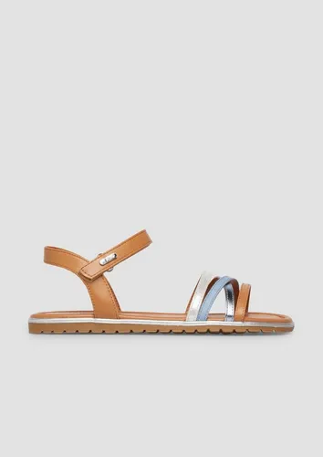 s.Oliver Sandale blau/braun 35 EU - Bequem und stilvoll - Sandale in Größe 35 EU mit 1 cm Absatzhöhe, ideal für den Sommer. Atmungsaktives Obermaterial und praktischer Klettverschluss sorgen für hohen Tragekomfort.