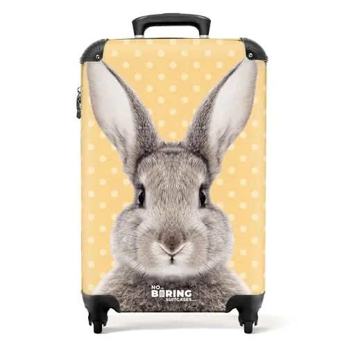 NoBoringSuitcases.com Handgepäck Koffer (Hase - Gelb) - Handgepäck, leichter und langlebiger Koffer mit TSA Schloss, ideal für sicheres Reisen und schützt Ihre individuelle Dekoration.