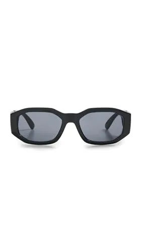 Versace VE4361 Unisex-Sonnenbrille schwarz - Sportbrille mit schmalem Kunststoff-Gestell und grauen Gläsern, ideal für stilvolle Outdoor-Aktivitäten.