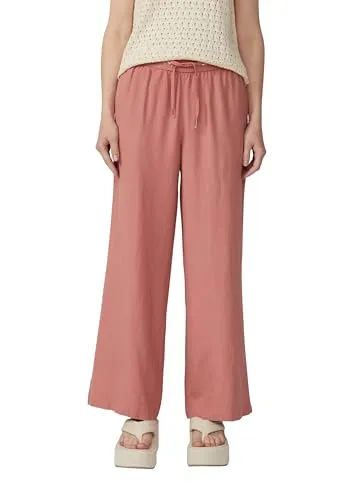 QS Leinenmixhose mit Gummizug und weitem Bein