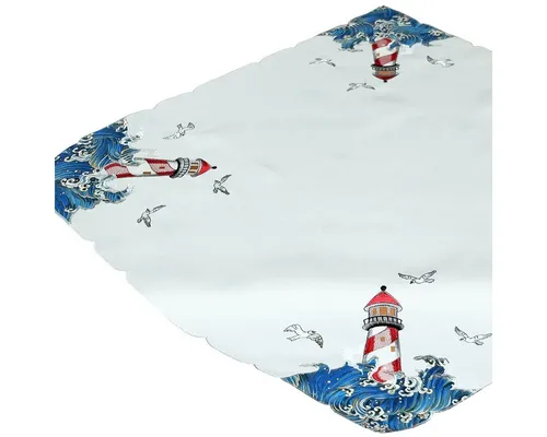 matches21 HOME & HOBBY Tischdecke Tischdecke YVONNE Leuchtturm Stickerei Polyester maritim 85 x 85 cm (1-tlg), Pflegeleicht & waschbar bei 30 °C