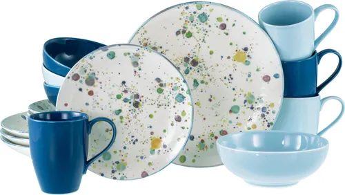 CreaTable Kombiservice Candy Drops Mix 16-tlg in blau von CreaTable