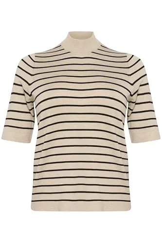 KAFFE CURVE Strickpullover KClizzy L, Feather Gray/Black Stripe L