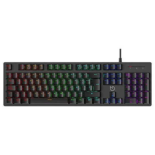 Hiditec GKE010004 Tastatur Schwarz Bunt - Tastatur in stylischem Design, ideal für Gamer und kreative Benutzer, mit komfortabler Tastenanordnung für ein optimales Tippgefühl.