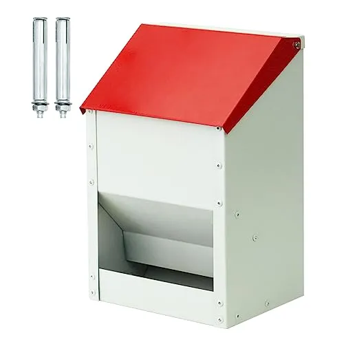 4,5 Kg Automatische HühnerfüTterung Kleine MetallfüTterung mit Deckel Wandmontierte Rattenfeste HüHnerfüTterung für KüKen, TruthäHne, GäNseküKen, EntenküKen, Wachteln