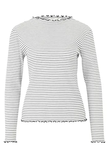 Cartoon Damen Langarm-Shirt mit Kragen 36, Weiß/Schwarz von Cartoon