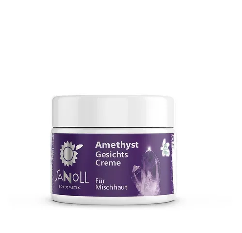 Sanoll Amethyst Gesichtscreme - Pflegeaccessoires für Mischhaut - Harmonisiert und balanciert mit Edelstein Amethyst und Bio-Wirkstoffen für optimale Feuchtigkeit und Pflege.